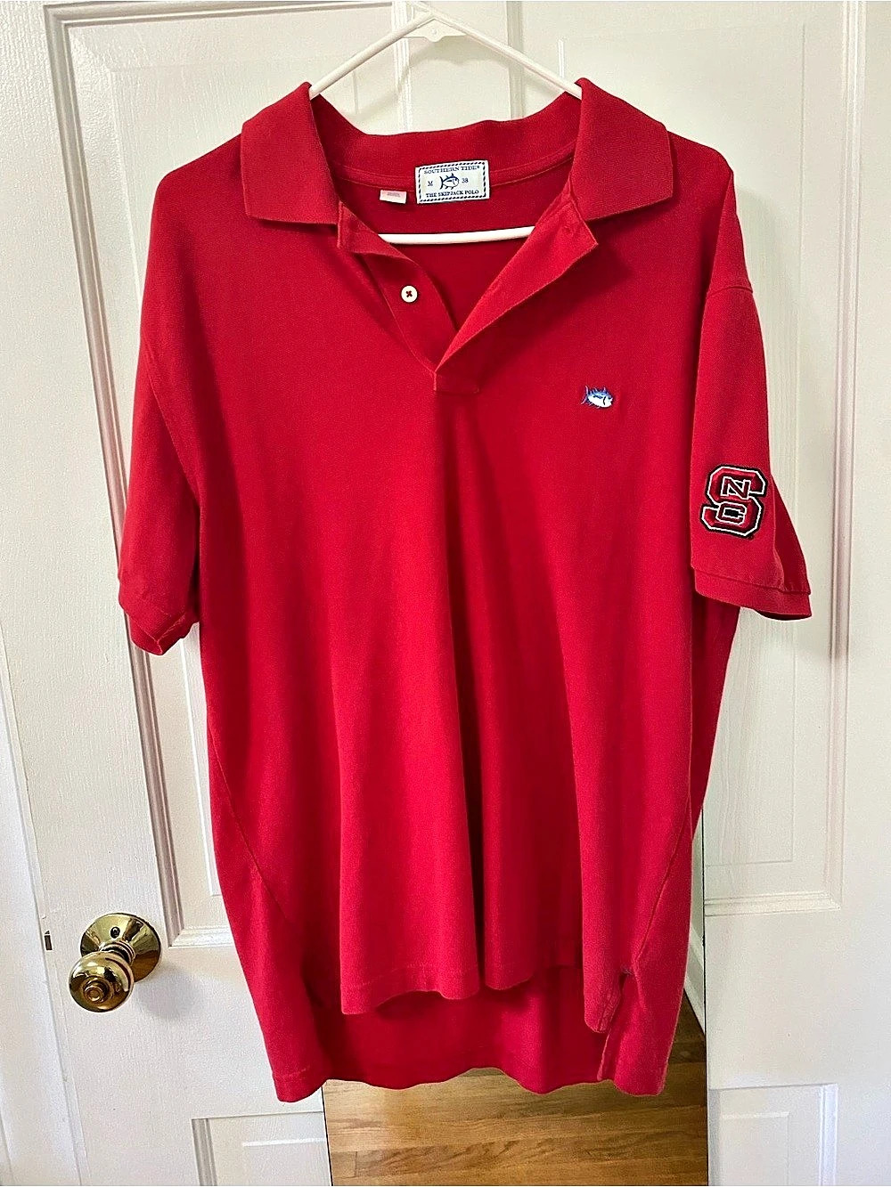 Southern Tide NC State Wolfpack Short Sleeve Skipjack Polo Red Medium
